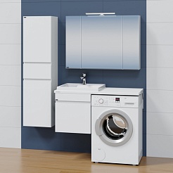 СанТа Мебель для ванной под стиральную машину Марс 110 L 1 ящик подвесная белая – фотография-2